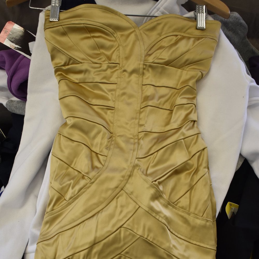 XS Gold strapless Arden B dress